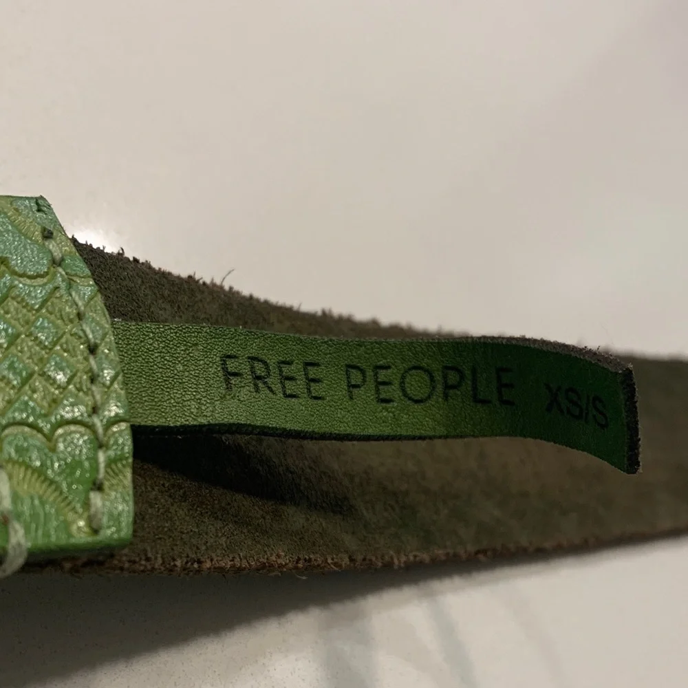 Free People Green Leather Duke Concho Belt - Picture 2 of 4